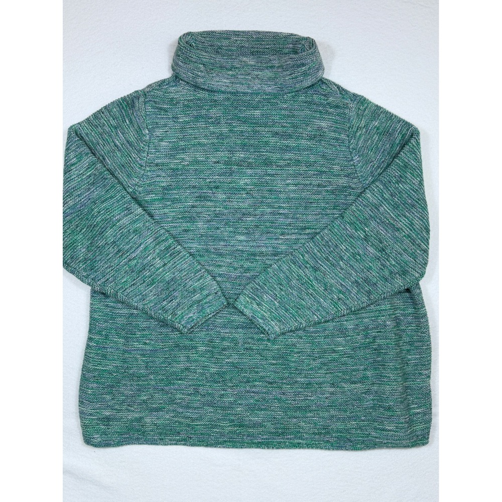 J Jill Marled Textured Turtleneck Sweater Green Blue Purple Knit XL